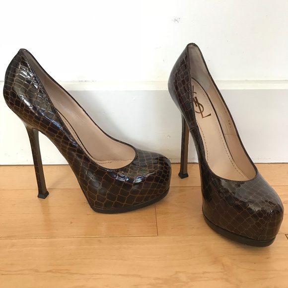 Yves Saint Laurent Shoes - YSL YVES SAINT LAURENT Tribute Platform CROC Pumps